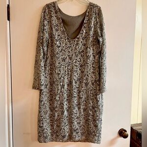 Marina NWT light gray long sleeved dress.